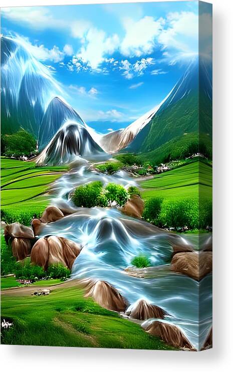 Digital Canvas Print featuring the digital art Peaceful Valley by Beverly Read