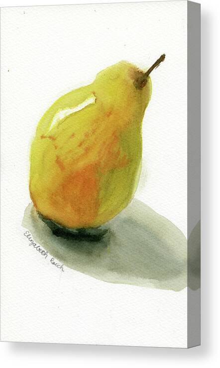Watercolor Canvas Print featuring the painting Pear and Shadow by Elizabeth Reich Watercolor Canvas Print featuring the painting Pear and Shadow by Elizabeth Reich