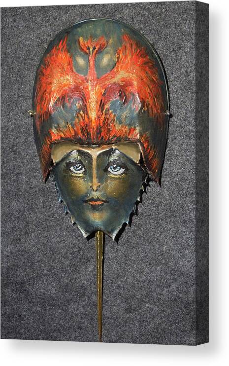  Canvas Print featuring the painting Phoenix Helmeted Warrior Princess by Roger Swezey