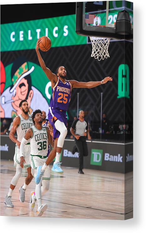 Mikal Bridges Canvas Print featuring the photograph Phoenix Suns v Boston Celtics by Bill Baptist