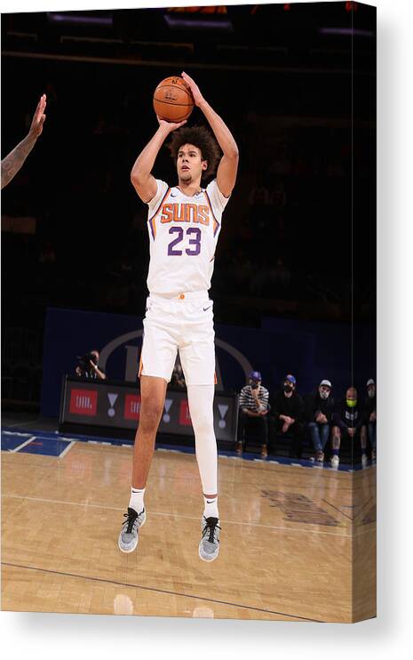 Cameron Johnson Canvas Print featuring the photograph Phoenix Suns v New York Knicks by Nathaniel S. Butler