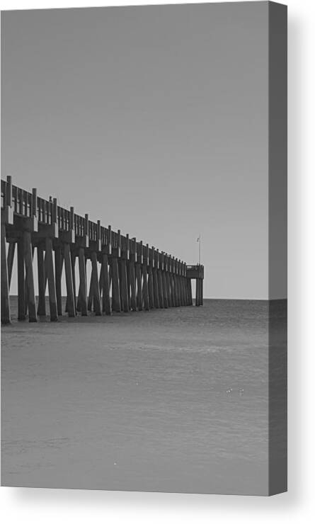 Tranquility Canvas Print featuring the photograph Pier on sea by Michelle L / FOAP