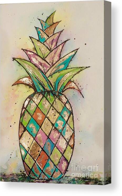 Pineapple Canvas Print featuring the painting Pineapple Gold by Midge Pippel