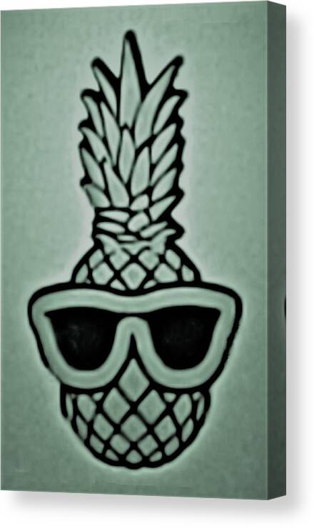 Pineapple Canvas Print featuring the photograph Pineapple With Sunglasses Green by Rob Hans