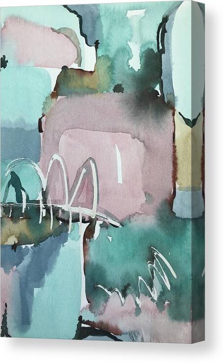 Pink Canvas Print featuring the painting Pink and Blue by Luisa Millicent