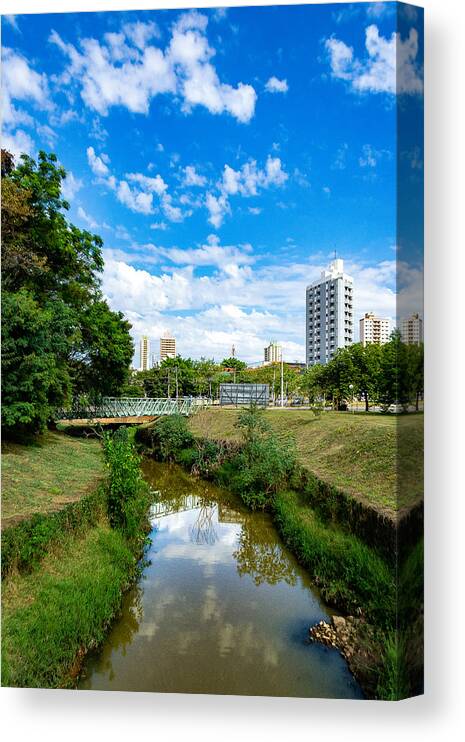 Scenics Canvas Print featuring the photograph Piracicamirim Stream cuts through part of the city, sustaining beauty and life. by CRMacedonio