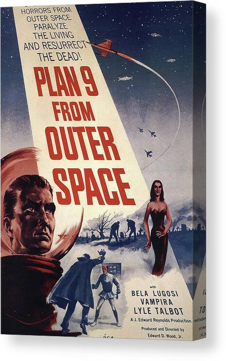Plan Nine From Outer Space Canvas Print featuring the photograph Plan nine from Outer Space, 1959 by Vintage Hollywood Archive