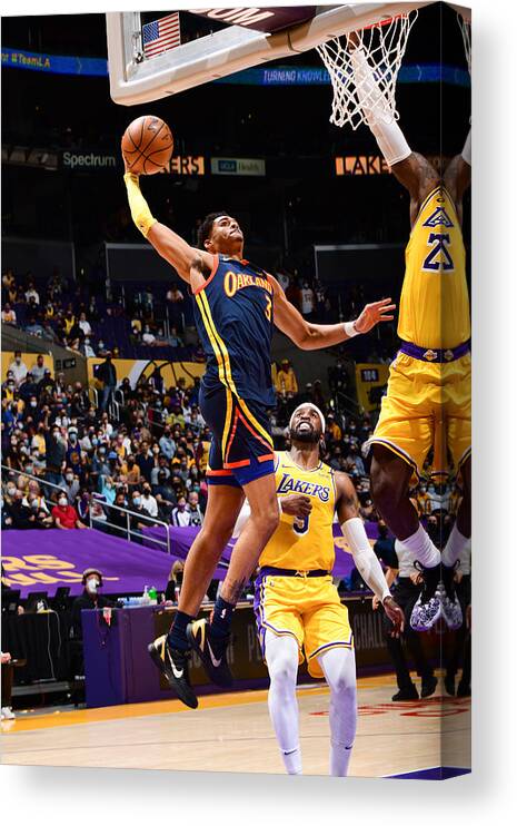 Nba Pro Basketball Canvas Print featuring the photograph Play-In Tournament - Golden State Warriors v Los Angeles Lakers by Adam Pantozzi