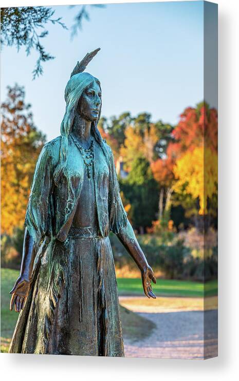 Pocahontas Canvas Print featuring the photograph Pocahontas Statue at Jamestown Island by Rachel Morrison