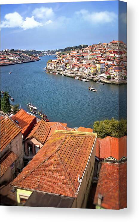 Porto Canvas Print featuring the photograph Porto Portugal Banks of The Douro by Carol Japp
