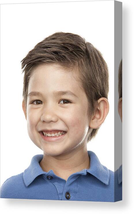 4-5 Years Canvas Print featuring the photograph Portrait of young boy smiling by Chris Stein