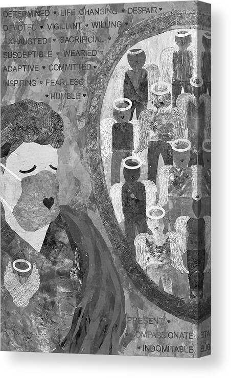 Nursing Canvas Print featuring the painting Power of Nursing Through Despair black and white by Forrest Fortier