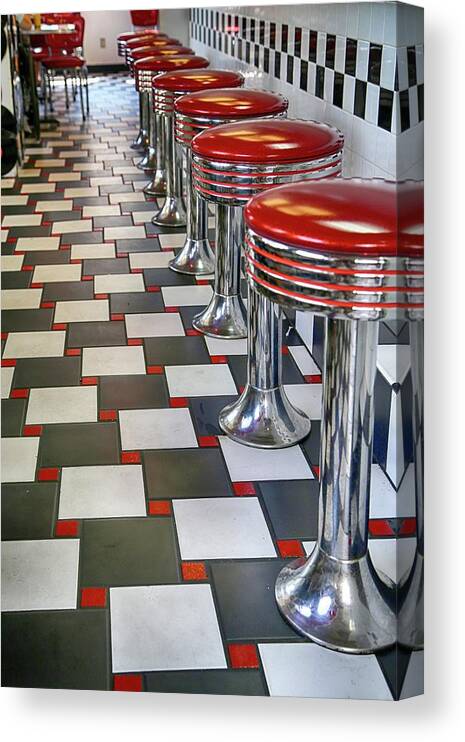 Power's Diner Canvas Print featuring the photograph Power's Diner Port Huron by Mary Bedy