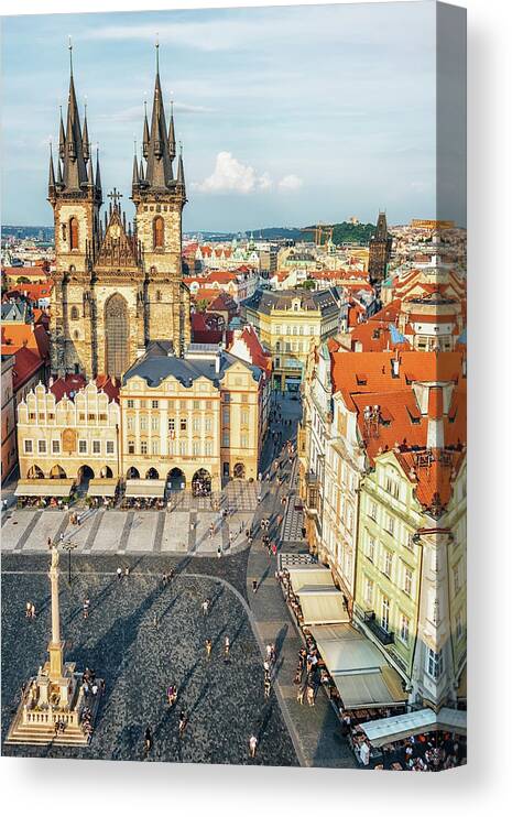 Architecture Canvas Print featuring the photograph Prague City by Manjik Pictures