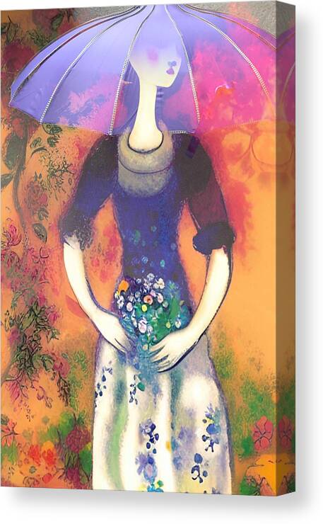 Purple Canvas Print featuring the digital art Purple Parasol by Alexis Rotella