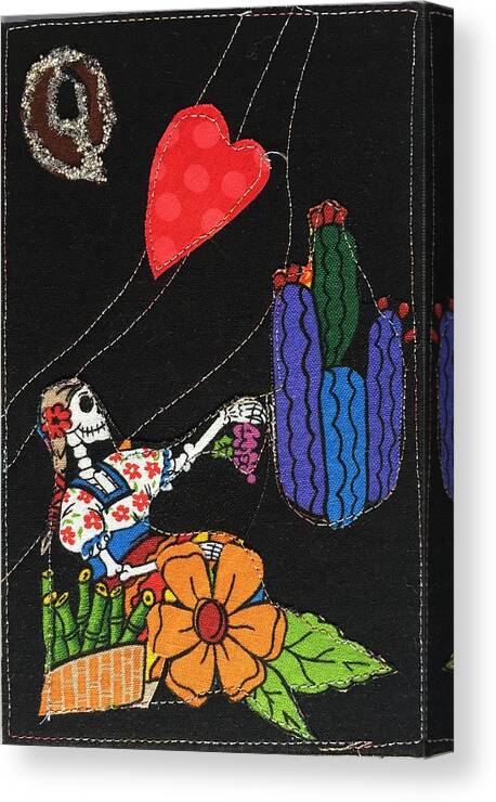 Queen Of Hearts Canvas Print featuring the mixed media Queen of Hearts by Vivian Aumond