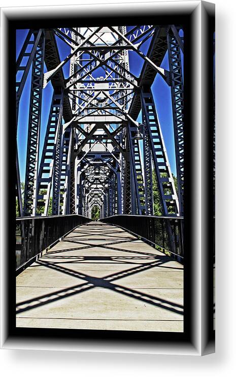 Bridge Canvas Print featuring the photograph Railroad Pedestrian Bridge Walkway by Richard Risely
