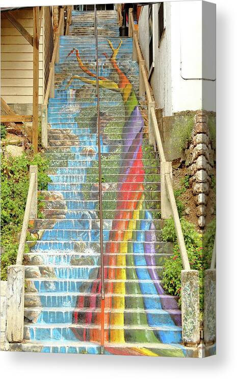 Stairway Canvas Print featuring the photograph Rainbow Stairs by Lens Art Photography By Larry Trager