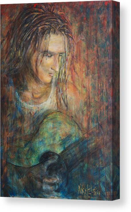 Man With Dreadlocks Canvas Print featuring the painting Redemption Songs by Nik Helbig