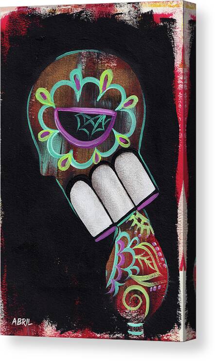 Dia De Los Muertos Canvas Print featuring the painting Regret by Abril Andrade