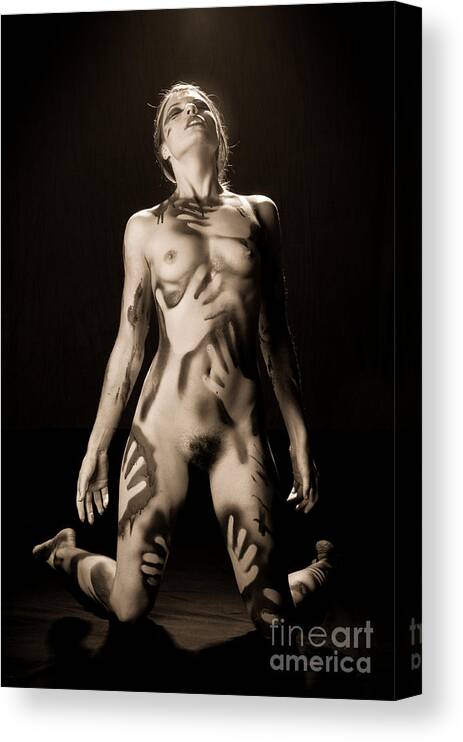 Nude Canvas Print featuring the photograph Resting hands by Scott Sawyer