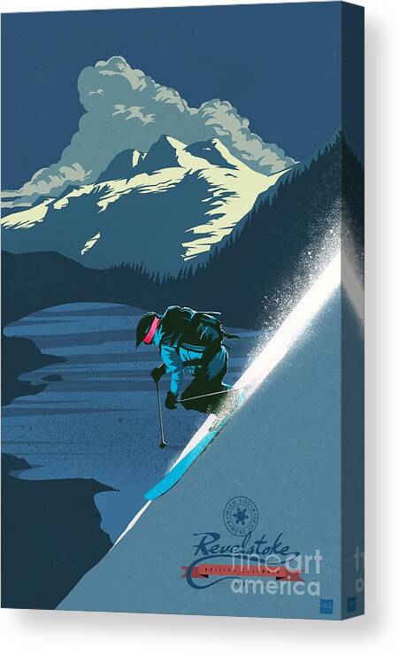 Revelstoke Canvas Print featuring the painting Retro Revelstoke ski poster by Sassan Filsoof
