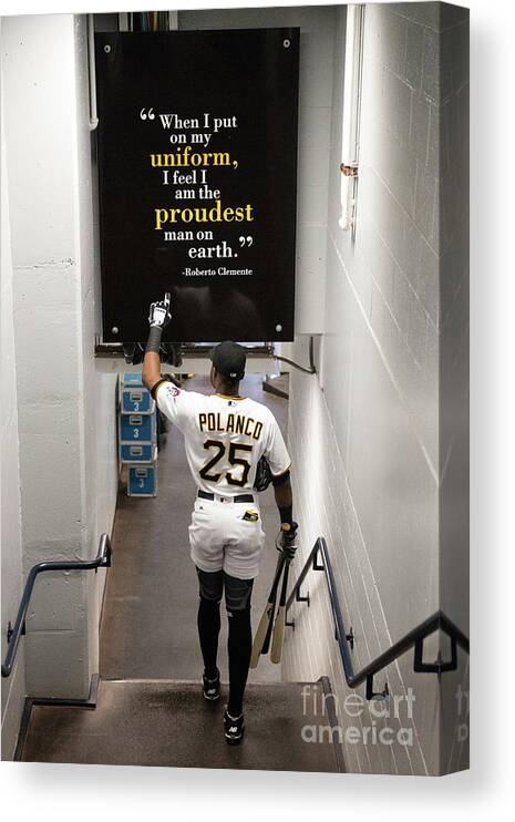 People Canvas Print featuring the photograph Roberto Clemente and Gregory Polanco by Justin Berl