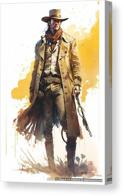 Rogue Jungle Cowboy Canvas Print featuring the digital art Rogue Jungle Cowboy by Caito Junqueira