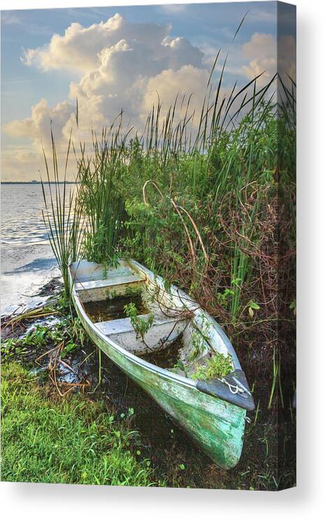 Boats Canvas Print featuring the photograph Rowboat in the Marsh II by Debra and Dave Vanderlaan