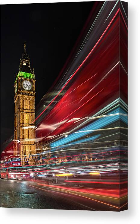 Big Ben Canvas Print featuring the photograph Rush Hour Chaos by Linda Villers