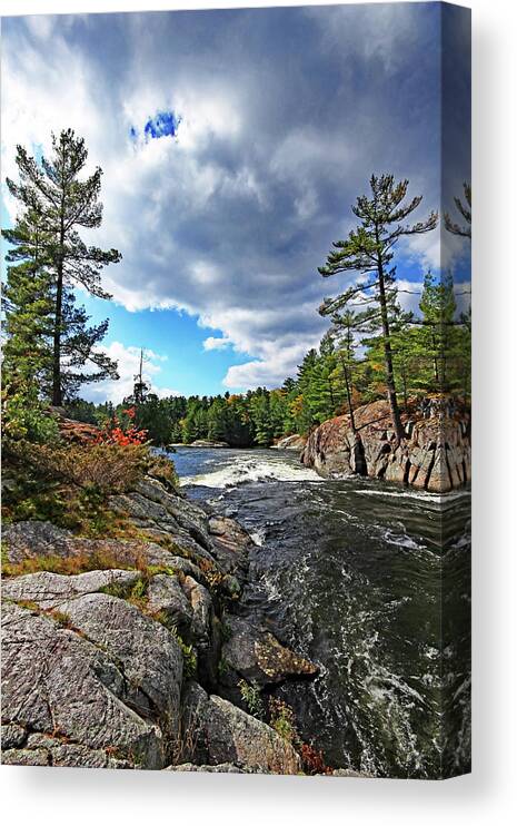 Five Finger Rapids Canvas Print featuring the photograph Rushing River by Debbie Oppermann