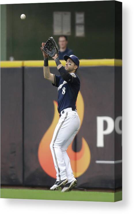 People Canvas Print featuring the photograph Ryan Braun and Howie Kendrick by Mike Mcginnis