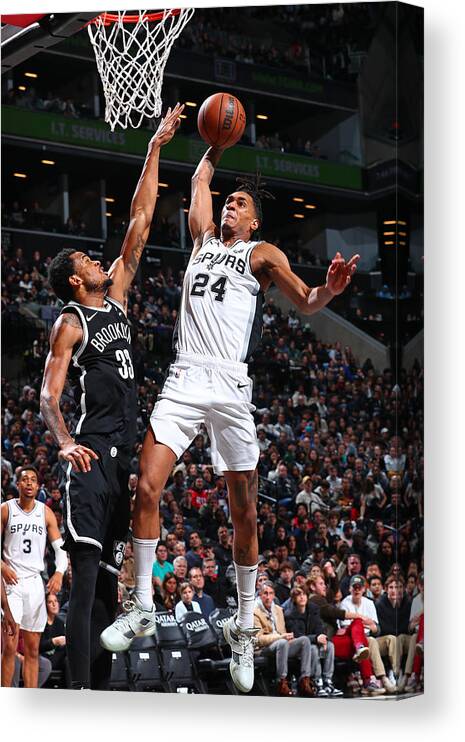 Nba Pro Basketball Canvas Print featuring the photograph San Antonio Spurs v Brooklyn Nets by David L. Nemec