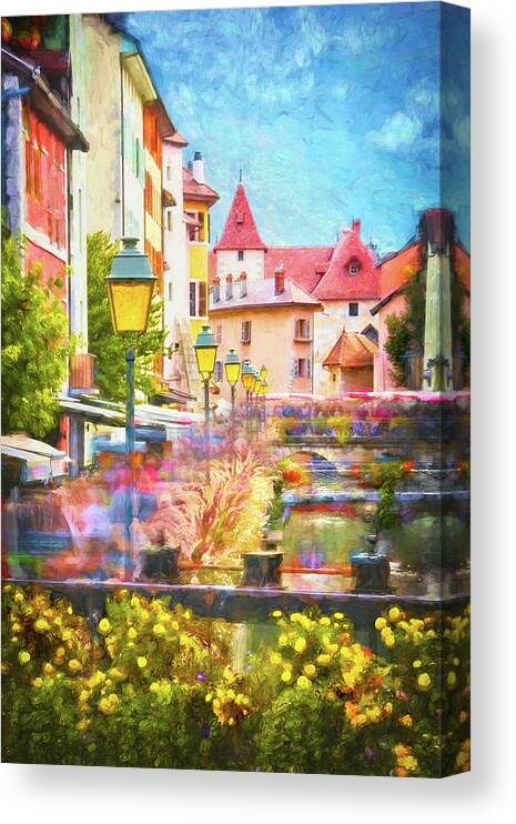 Annecy Canvas Print featuring the photograph Scenes of Old Annecy France Painterly by Carol Japp