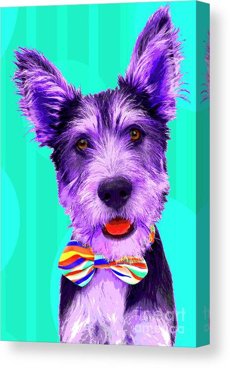 Dogs Canvas Print featuring the photograph Scrappy Puppy PopART Joy by Renee Spade Photography
