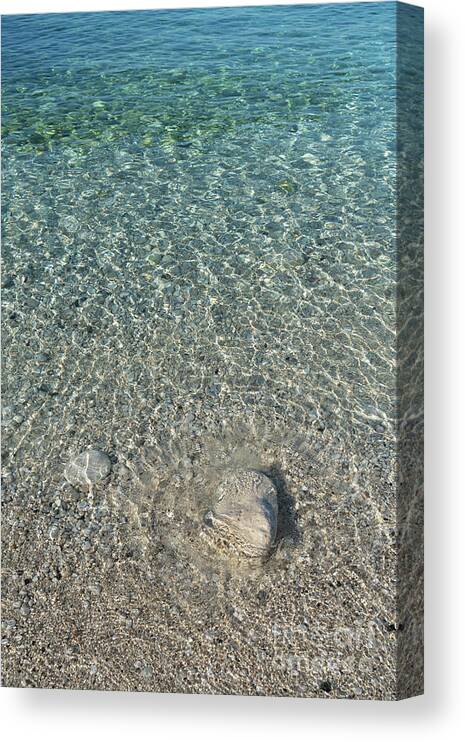 Mediterranean Canvas Print featuring the photograph Sea water, gentle waves and sunlight by Adriana Mueller