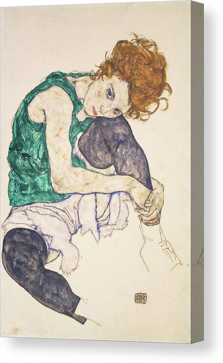 Egon Schiele Canvas Print featuring the painting Seated Woman with Bent Knees by Egon Schiele