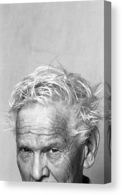 People Canvas Print featuring the photograph Senior man with messy hair, portrait, cropped by PhotoAlto/Isabelle Rozenbaum