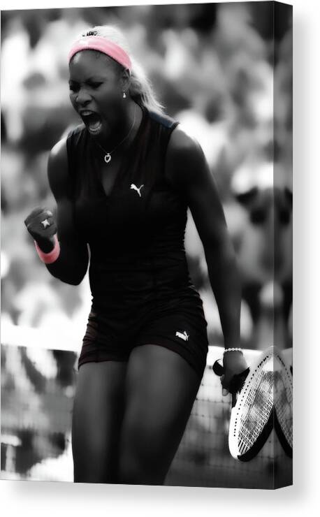 Serena Williams Canvas Print featuring the mixed media Serena Williams Ace by Brian Reaves