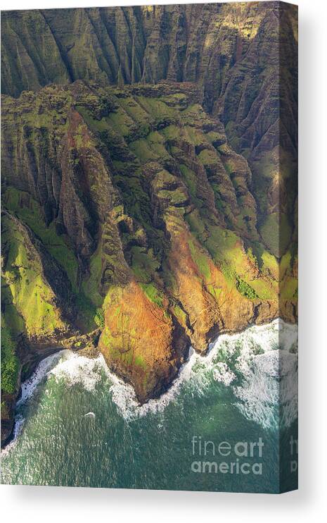Hawaii Canvas Print featuring the photograph Shapes of the Na Pali Coast of Kauai by Nancy Gleason