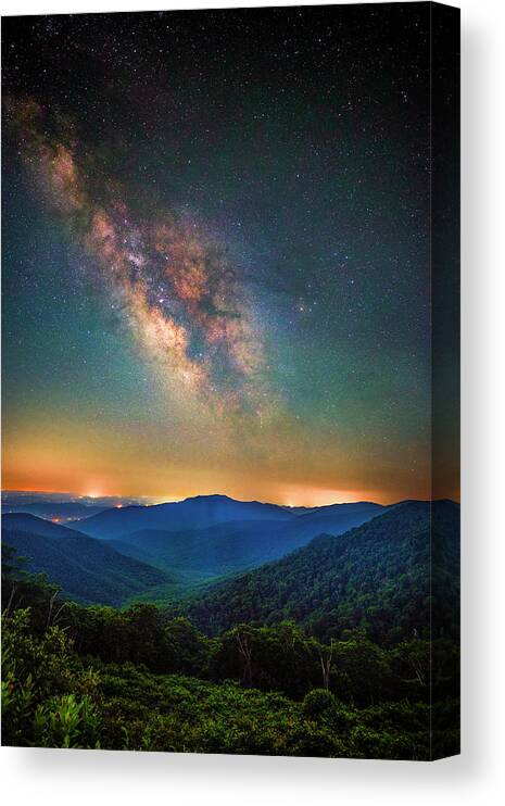 Blue Ridge Mountains Canvas Print featuring the photograph Shenandoah At Night by Mark Papke