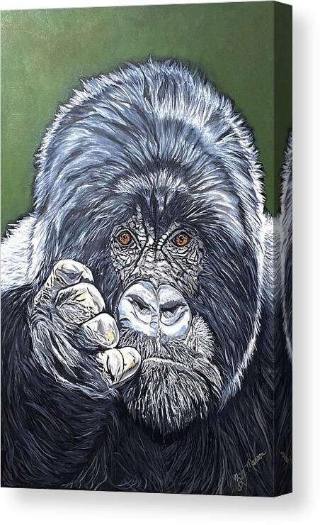  Canvas Print featuring the painting Silverback Gorilla-Gentle Giant by Bill Manson