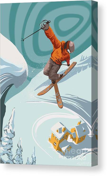 Skiing Canvas Print featuring the painting Ski Freestyler by Sassan Filsoof
