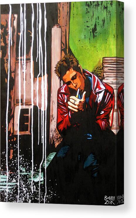 Fight Club Canvas Print featuring the painting Slow Night For Tyler by Bobby Zeik