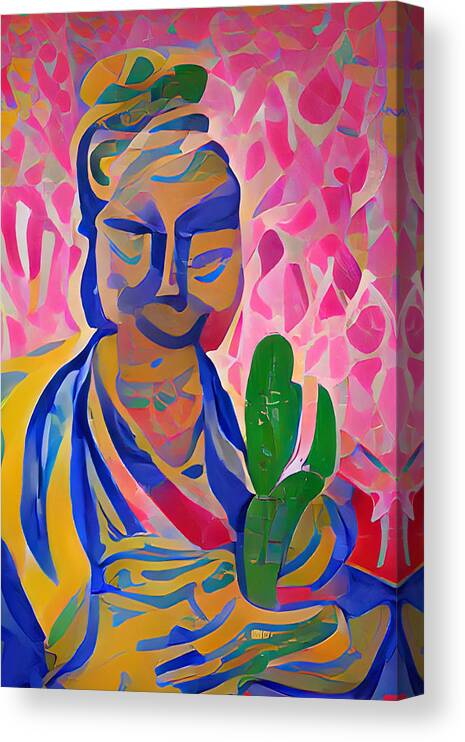  Buddha Canvas Print featuring the digital art Smiling Desert Garden Buddha by Bonny Puckett