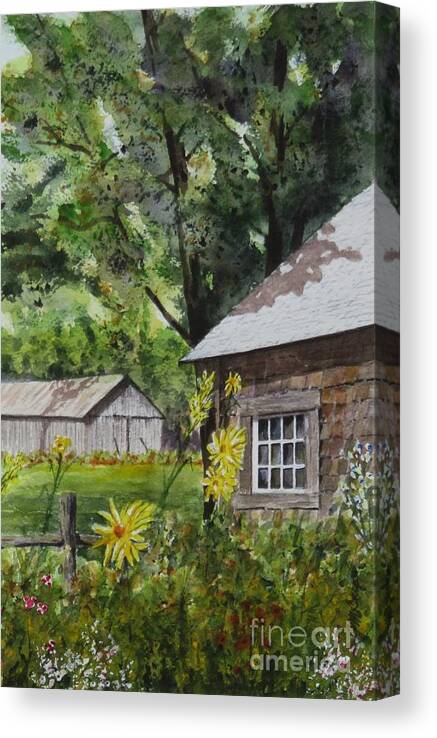 Barns Canvas Print featuring the painting Smith House Barns by Joseph Burger