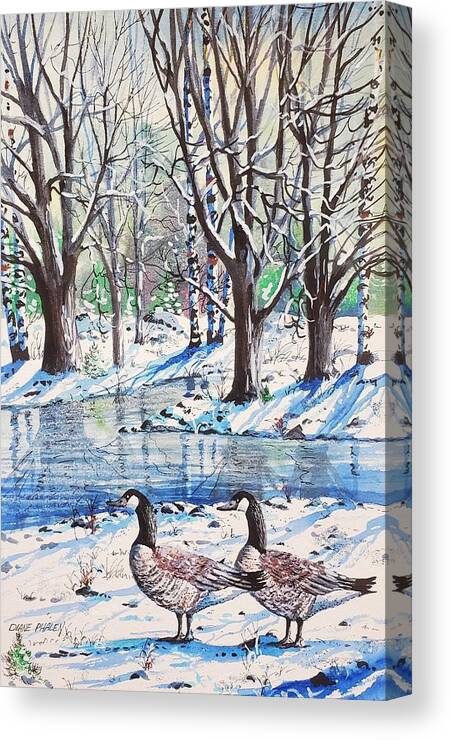 Snow Canvas Print featuring the painting Snow Reflections by Diane Phalen