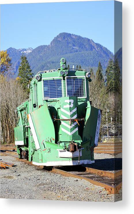 Engine Canvas Print featuring the photograph Snow removal engine in Gold Bar Washington by Jeff Swan