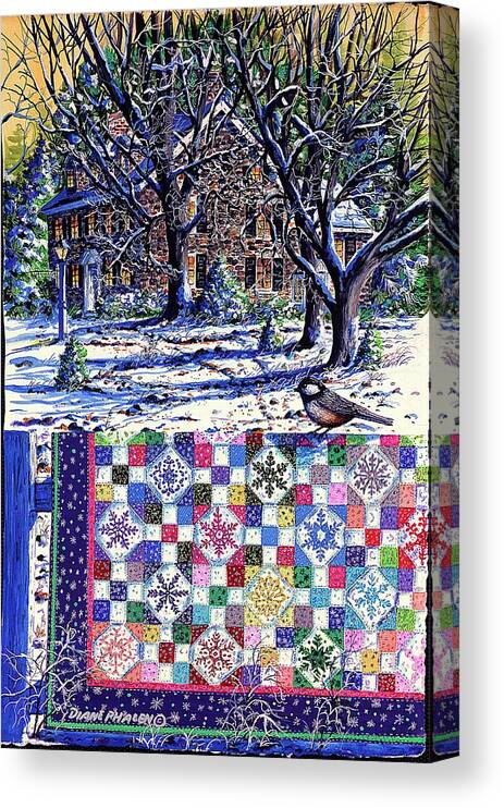 Winter Canvas Print featuring the painting Snowflakes and Snowballs by Diane Phalen