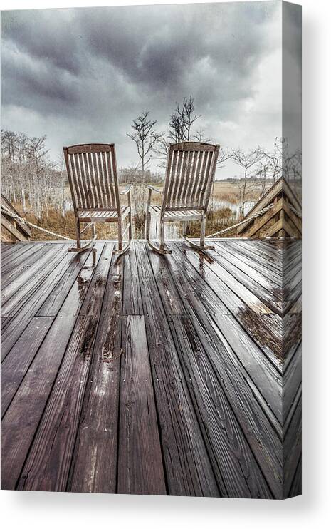Clouds Canvas Print featuring the photograph Softly Waiting on the Thunder II by Debra and Dave Vanderlaan